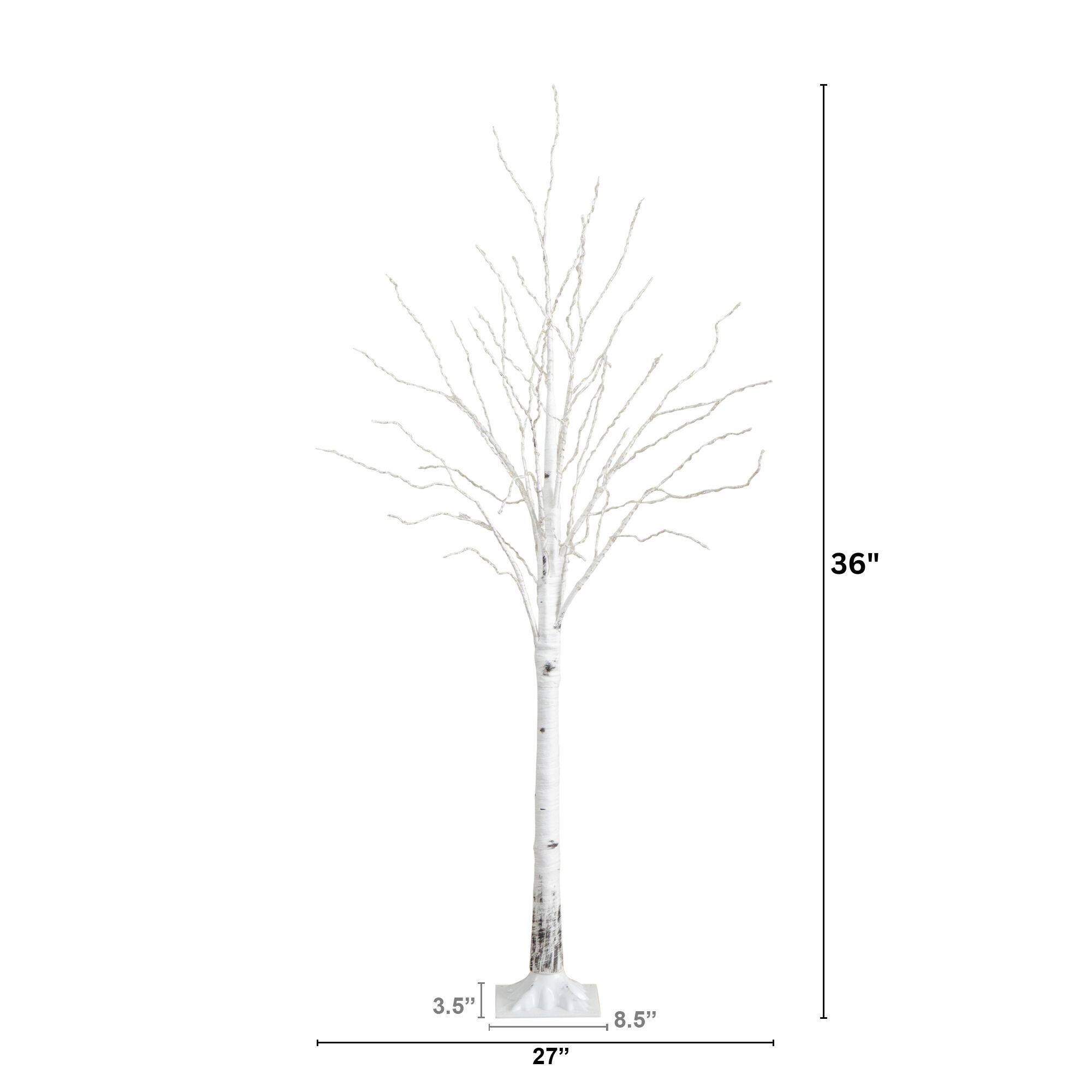 3ft. Pre-Lit White Birch Artificial Tree, Warm White LED Lights